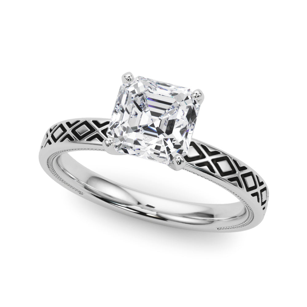 Sculpted Solitaire Round Diamond Engagement Ring in 10K/14K gold and platinum with certified lab-grown or natural diamonds