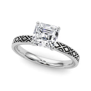 Sculpted Solitaire Round Diamond Engagement Ring in 10K/14K gold and platinum with certified lab-grown or natural diamonds