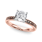 Sculpted Solitaire Round Diamond Engagement Ring in 10K/14K gold and platinum with certified lab-grown or natural diamonds