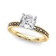 Sculpted Solitaire Round Diamond Engagement Ring in 10K/14K gold and platinum with certified lab-grown or natural diamonds