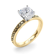 Sculpted Solitaire Round Diamond Engagement Ring in 10K/14K gold and platinum with certified lab-grown or natural diamonds