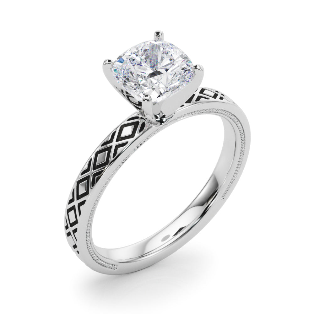 Sculpted Solitaire Round Diamond Engagement Ring in 10K/14K gold and platinum with certified lab-grown or natural diamonds