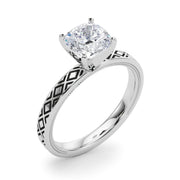 Sculpted Solitaire Round Diamond Engagement Ring in 10K/14K gold and platinum with certified lab-grown or natural diamonds