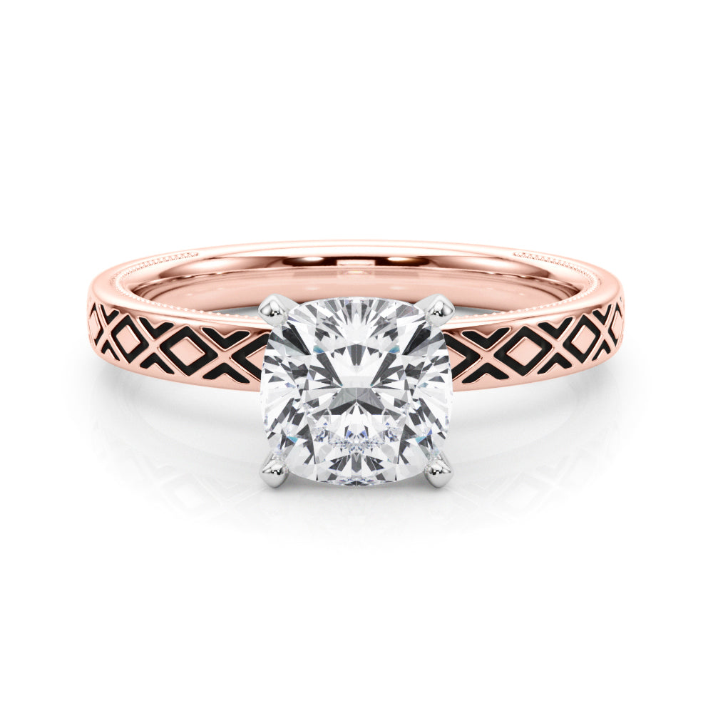 Sculpted Solitaire Round Diamond Engagement Ring in 10K/14K gold and platinum with certified lab-grown or natural diamonds
