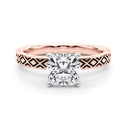 Sculpted Solitaire Round Diamond Engagement Ring in 10K/14K gold and platinum with certified lab-grown or natural diamonds