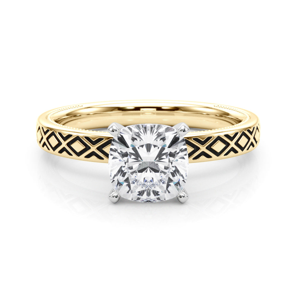 Sculpted Solitaire Round Diamond Engagement Ring in 10K/14K gold and platinum with certified lab-grown or natural diamonds