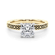 Sculpted Solitaire Round Diamond Engagement Ring in 10K/14K gold and platinum with certified lab-grown or natural diamonds
