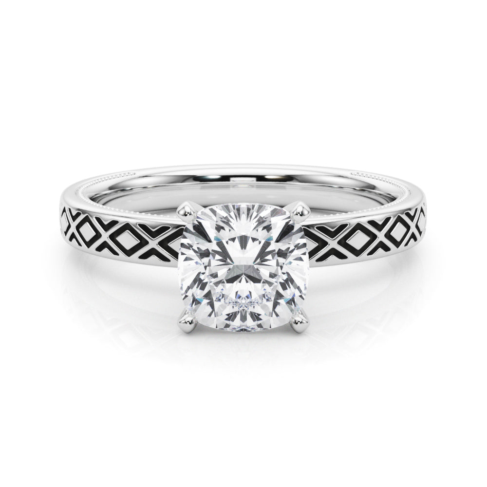 Sculpted Solitaire Round Diamond Engagement Ring in 10K/14K gold and platinum with certified lab-grown or natural diamonds