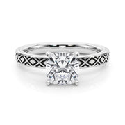 Sculpted Solitaire Round Diamond Engagement Ring in 10K/14K gold and platinum with certified lab-grown or natural diamonds