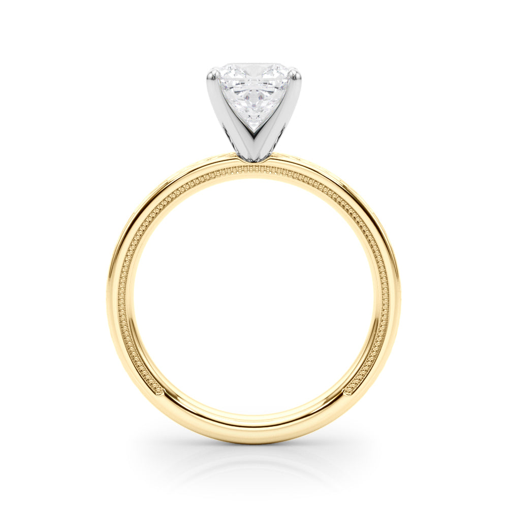 Sculpted Solitaire Round Diamond Engagement Ring in 10K/14K gold and platinum with certified lab-grown or natural diamonds