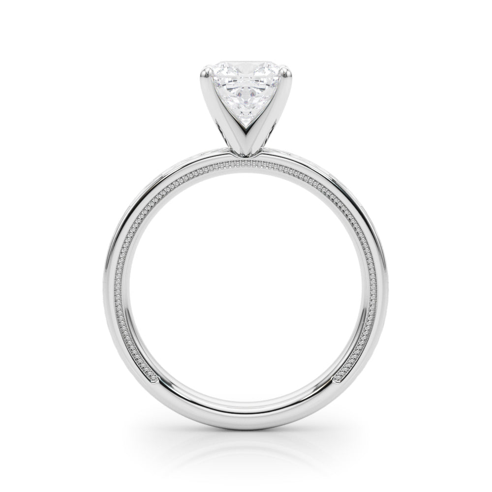 Sculpted Solitaire Round Diamond Engagement Ring in 10K/14K gold and platinum with certified lab-grown or natural diamonds