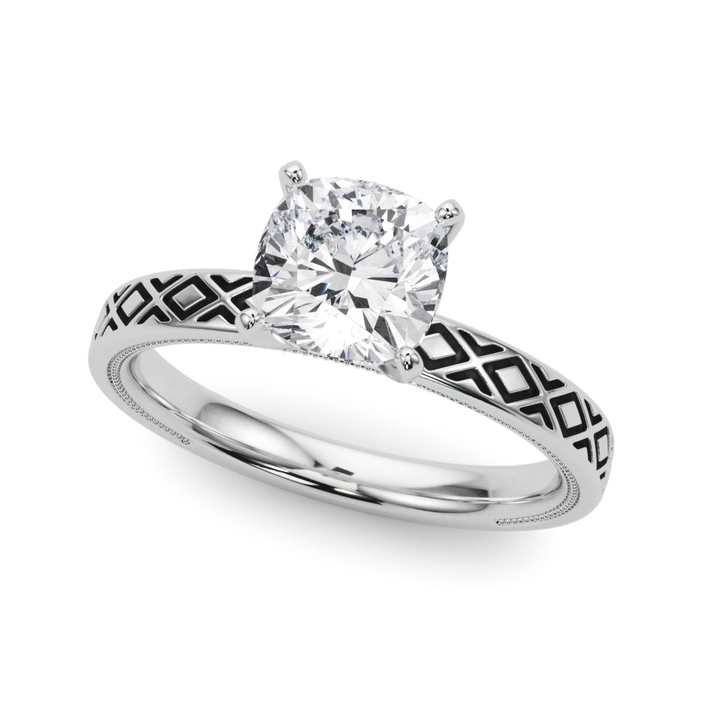 Sculpted Solitaire Round Diamond Engagement Ring in 10K/14K gold and platinum with certified lab-grown or natural diamonds