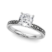 Sculpted Solitaire Round Diamond Engagement Ring in 10K/14K gold and platinum with certified lab-grown or natural diamonds