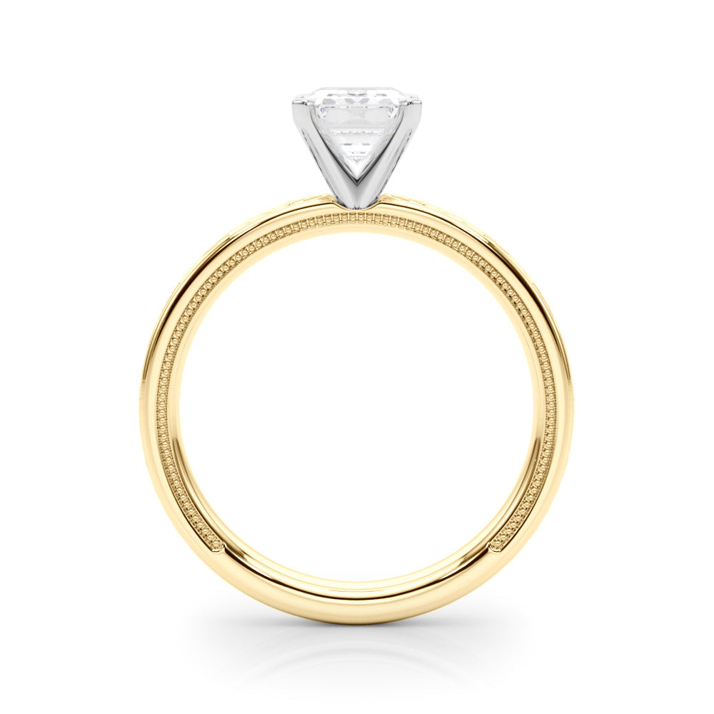 Sculpted Solitaire Round Diamond Engagement Ring in 10K/14K gold and platinum with certified lab-grown or natural diamonds