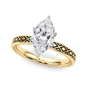 Sculpted Solitaire Round Diamond Engagement Ring in 10K/14K gold and platinum with certified lab-grown or natural diamonds