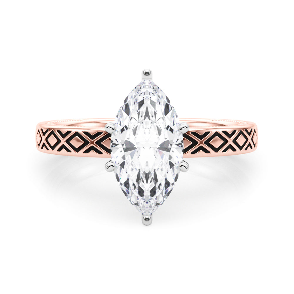 Sculpted Solitaire Round Diamond Engagement Ring in 10K/14K gold and platinum with certified lab-grown or natural diamonds