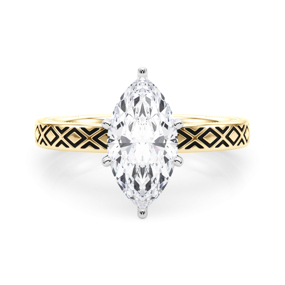 Sculpted Solitaire Round Diamond Engagement Ring in 10K/14K gold and platinum with certified lab-grown or natural diamonds