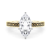 Sculpted Solitaire Round Diamond Engagement Ring in 10K/14K gold and platinum with certified lab-grown or natural diamonds
