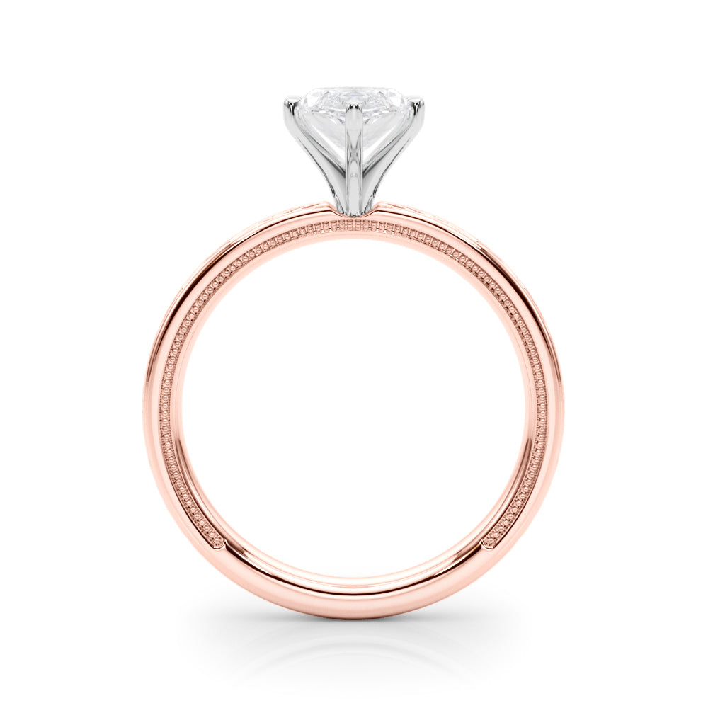Sculpted Solitaire Round Diamond Engagement Ring in 10K/14K gold and platinum with certified lab-grown or natural diamonds