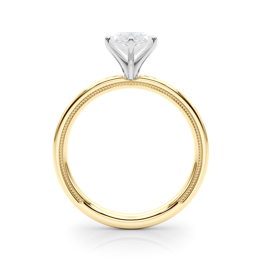 Sculpted Solitaire Round Diamond Engagement Ring in 10K/14K gold and platinum with certified lab-grown or natural diamonds