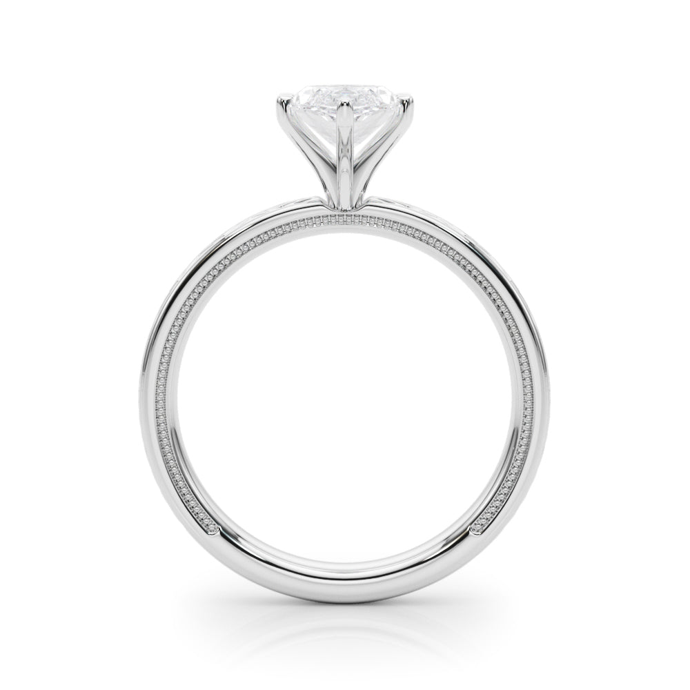 Sculpted Solitaire Round Diamond Engagement Ring in 10K/14K gold and platinum with certified lab-grown or natural diamonds