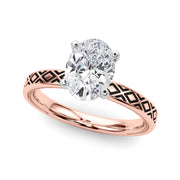 Sculpted Solitaire Round Diamond Engagement Ring in 10K/14K gold and platinum with certified lab-grown or natural diamonds