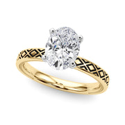 Sculpted Solitaire Round Diamond Engagement Ring in 10K/14K gold and platinum with certified lab-grown or natural diamonds