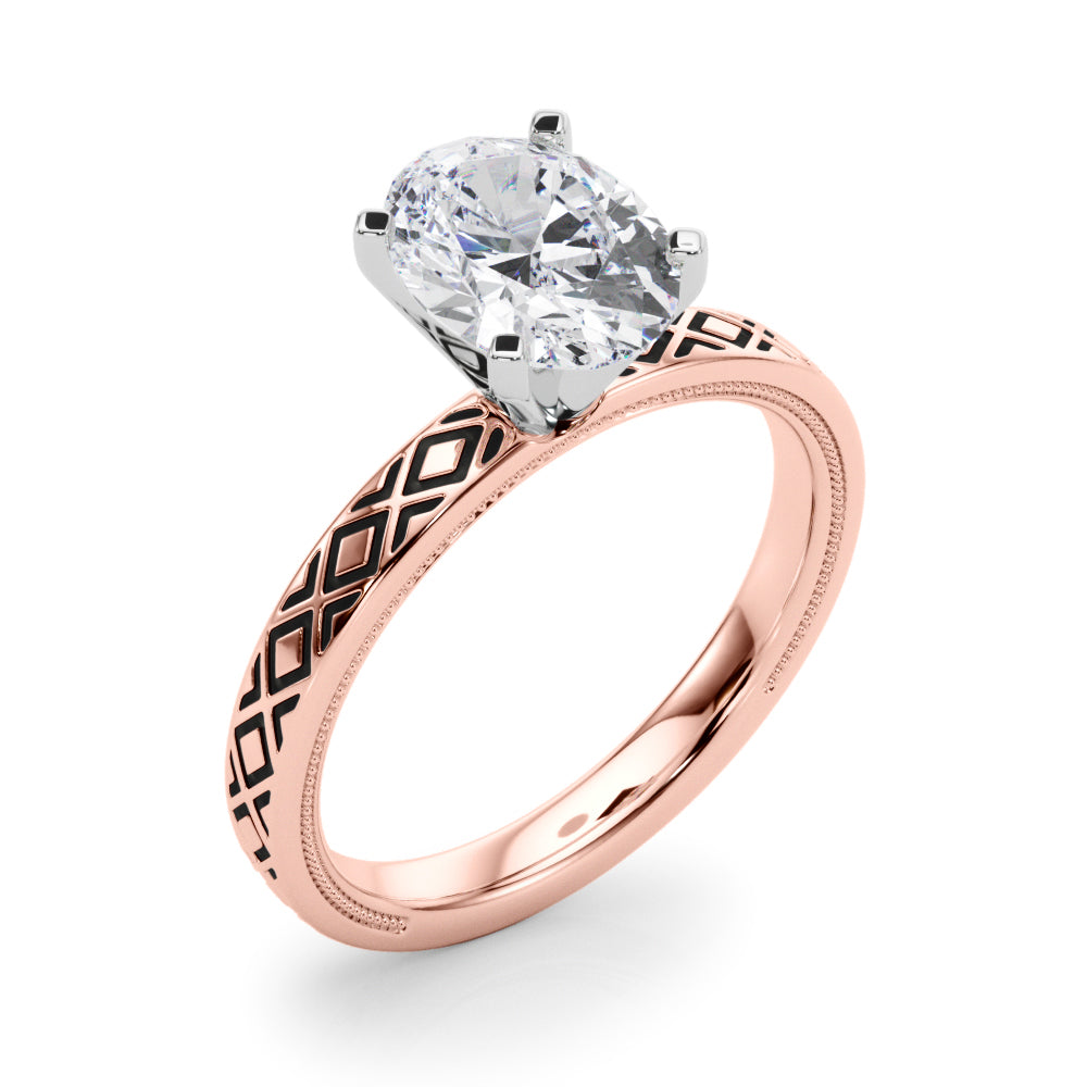 Sculpted Solitaire Round Diamond Engagement Ring in 10K/14K gold and platinum with certified lab-grown or natural diamonds