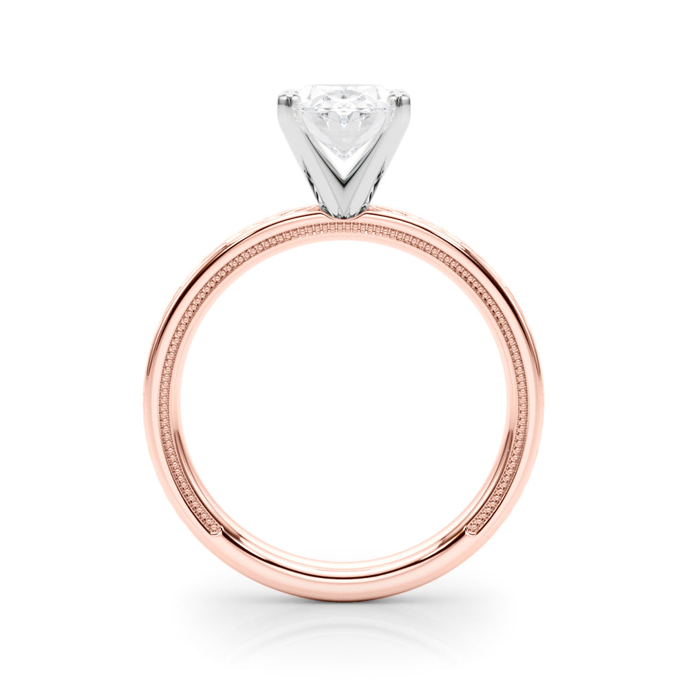 Sculpted Solitaire Round Diamond Engagement Ring in 10K/14K gold and platinum with certified lab-grown or natural diamonds