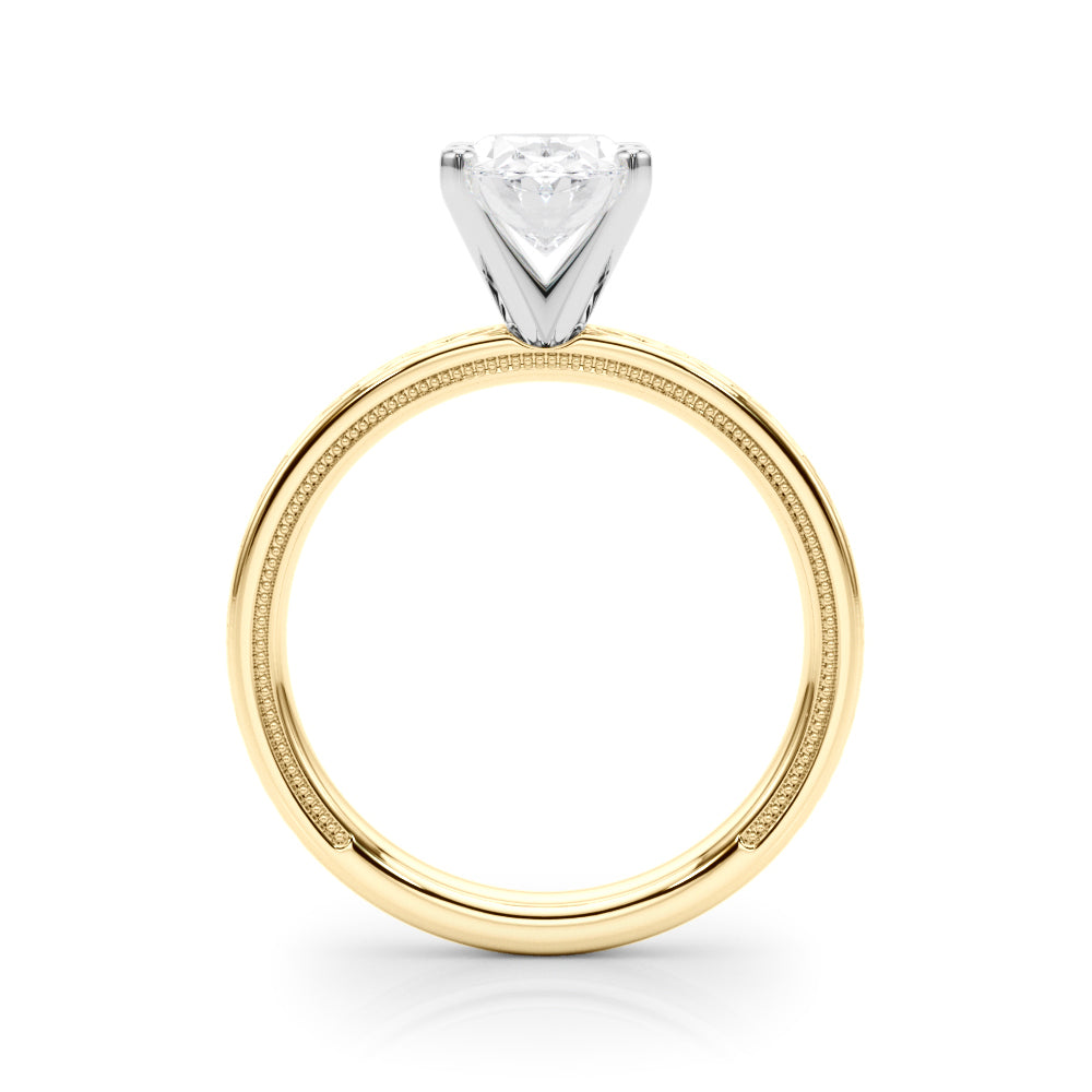 Sculpted Solitaire Round Diamond Engagement Ring in 10K/14K gold and platinum with certified lab-grown or natural diamonds