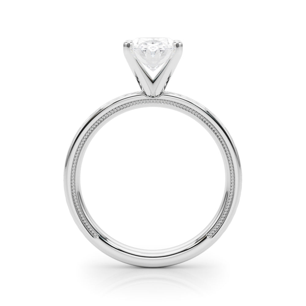 Sculpted Solitaire Round Diamond Engagement Ring in 10K/14K gold and platinum with certified lab-grown or natural diamonds