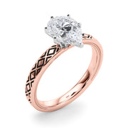 Sculpted Solitaire Round Diamond Engagement Ring in 10K/14K gold and platinum with certified lab-grown or natural diamonds