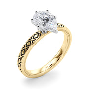 Sculpted Solitaire Round Diamond Engagement Ring in 10K/14K gold and platinum with certified lab-grown or natural diamonds