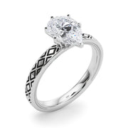 Sculpted Solitaire Round Diamond Engagement Ring in 10K/14K gold and platinum with certified lab-grown or natural diamonds