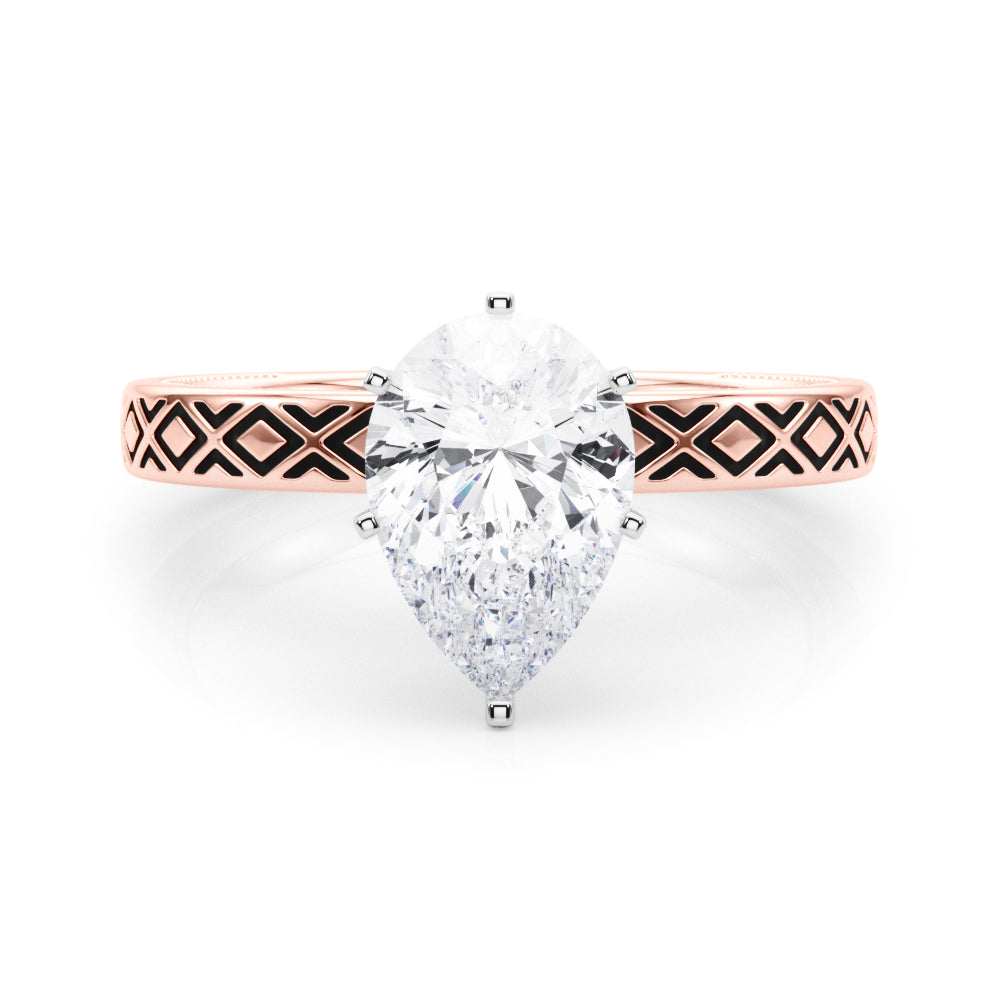 Sculpted Solitaire Round Diamond Engagement Ring in 10K/14K gold and platinum with certified lab-grown or natural diamonds