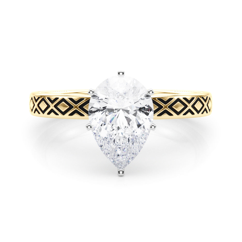 Sculpted Solitaire Round Diamond Engagement Ring in 10K/14K gold and platinum with certified lab-grown or natural diamonds