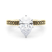 Sculpted Solitaire Round Diamond Engagement Ring in 10K/14K gold and platinum with certified lab-grown or natural diamonds