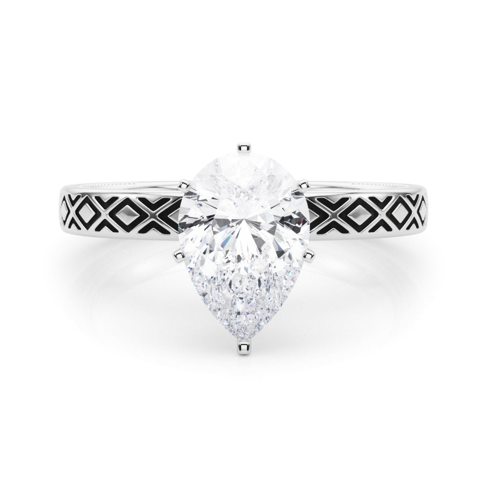Sculpted Solitaire Round Diamond Engagement Ring in 10K/14K gold and platinum with certified lab-grown or natural diamonds