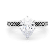 Sculpted Solitaire Round Diamond Engagement Ring in 10K/14K gold and platinum with certified lab-grown or natural diamonds