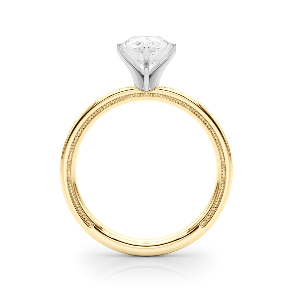Sculpted Solitaire Round Diamond Engagement Ring in 10K/14K gold and platinum with certified lab-grown or natural diamonds