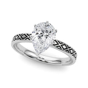 Sculpted Solitaire Round Diamond Engagement Ring in 10K/14K gold and platinum with certified lab-grown or natural diamonds