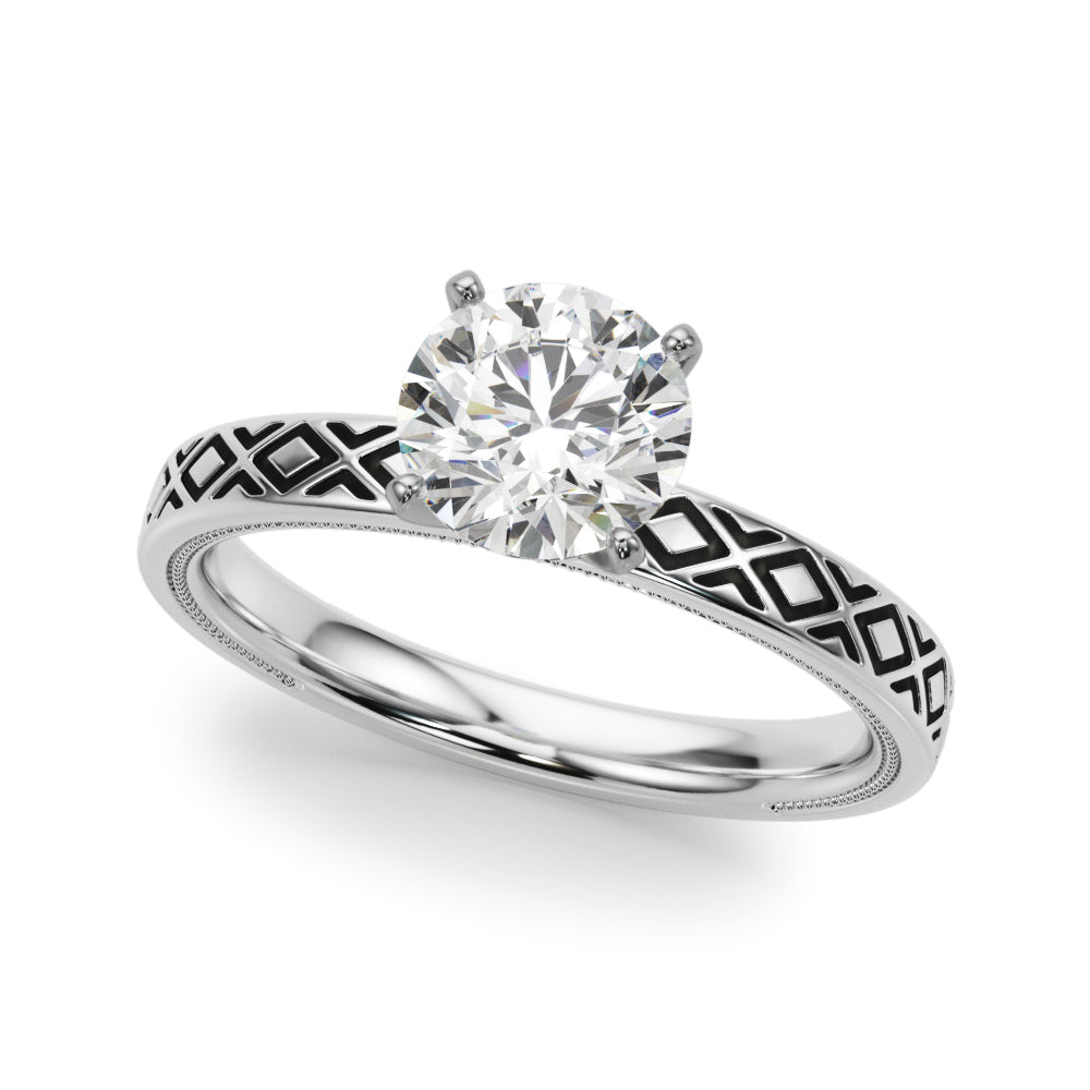 Sculpted Solitaire Round Diamond Engagement Ring in 10K/14K gold and platinum with certified lab-grown or natural diamonds