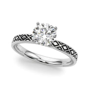 Sculpted Solitaire Round Diamond Engagement Ring in 10K/14K gold and platinum with certified lab-grown or natural diamonds