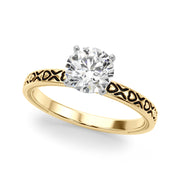 Couture Solitaire Round Diamond Engagement Ring in 10K/14K gold and platinum with certified lab-grown or natural diamonds