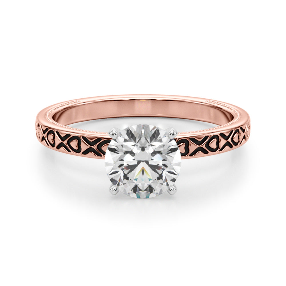 Couture Solitaire Round Diamond Engagement Ring in 10K/14K gold and platinum with certified lab-grown or natural diamonds