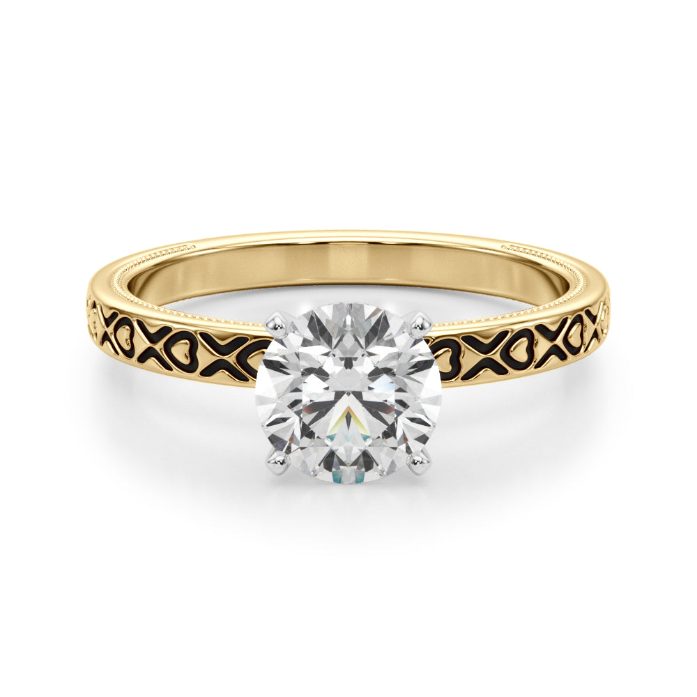 Couture Solitaire Round Diamond Engagement Ring in 10K/14K gold and platinum with certified lab-grown or natural diamonds