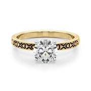 Couture Solitaire Round Diamond Engagement Ring in 10K/14K gold and platinum with certified lab-grown or natural diamonds