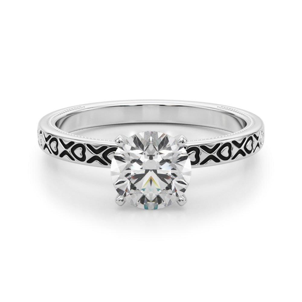 Couture Solitaire Round Diamond Engagement Ring in 10K/14K gold and platinum with certified lab-grown or natural diamonds
