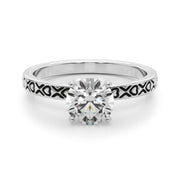 Couture Solitaire Round Diamond Engagement Ring in 10K/14K gold and platinum with certified lab-grown or natural diamonds