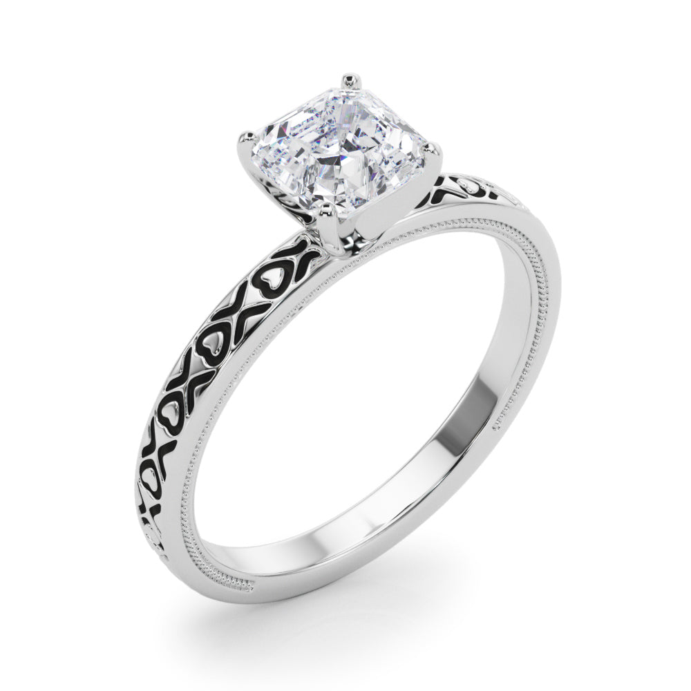 Couture Solitaire Round Diamond Engagement Ring in 10K/14K gold and platinum with certified lab-grown or natural diamonds